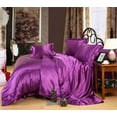 thumbnail image 1 of Kanak Bedding 100% Pure Silky Satin 4-Piece Bed Fitted with Duvet Set- Comforter Cover, Two Pillowcases Twin XL Size, Purpul, 1 of 1
