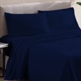thumbnail image 1 of Kanak Bedding 4 Pieces Egyptian Cotton Sheet Set with 19" deep Pocket,1 Flat Sheet,1 Fitted And 2 Pillowcases, 1000TC(Full XL,Navy Blue), 1 of 4