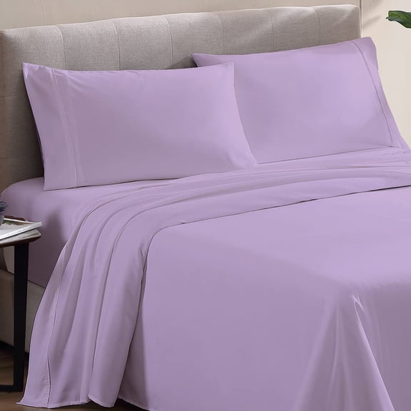 Kanak Bedding 4 Pieces Egyptian Cotton Sheet Set with 19" deep Pocket,1 Flat Sheet,1 Fitted And 2 Pillowcases, 1000TC( Queen,Lavender)