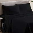 thumbnail image 1 of Kanak Bedding 4 Pieces Egyptian Cotton Sheet Set with 19" deep Pocket,1 Flat Sheet,1 Fitted And 2 Pillowcases, 1000TC( Short Queen, Black ), 1 of 4
