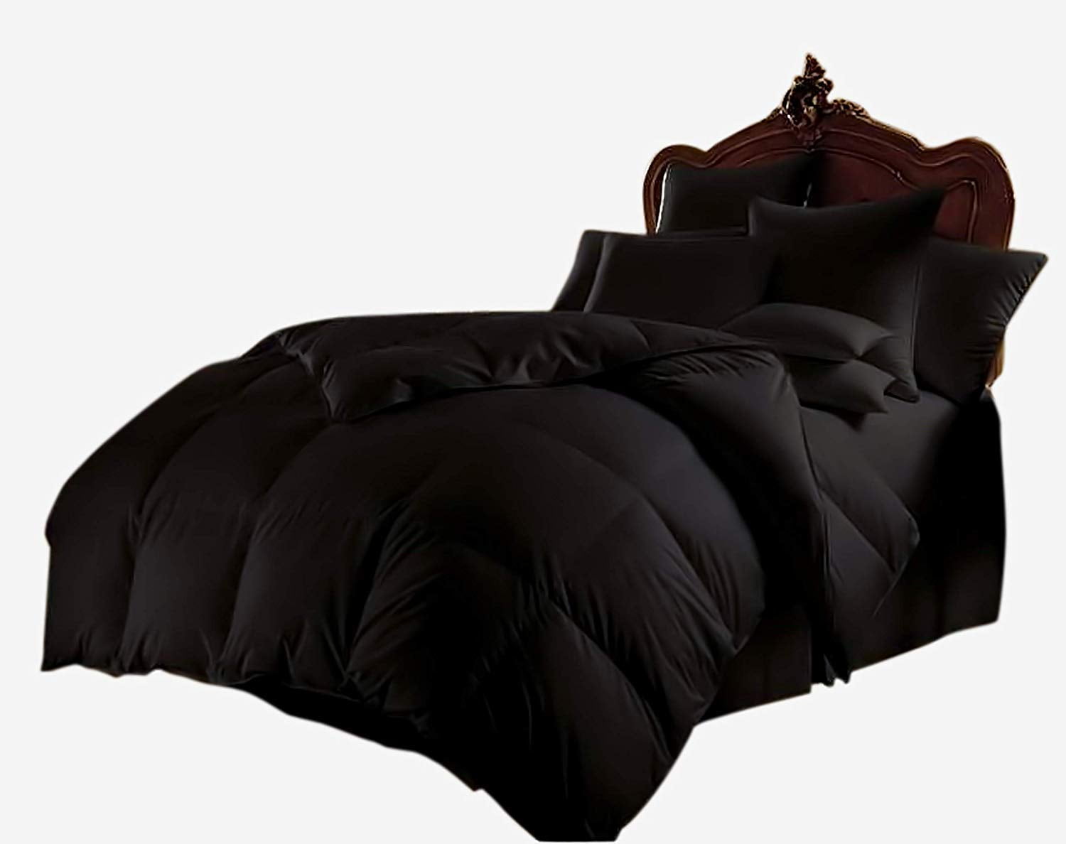 Kanak Bedding- 5pc Sheet Set with 300GSM Comforter Size-Cal Queen, 100% Cotton, 600 Thead Count, Colour Black