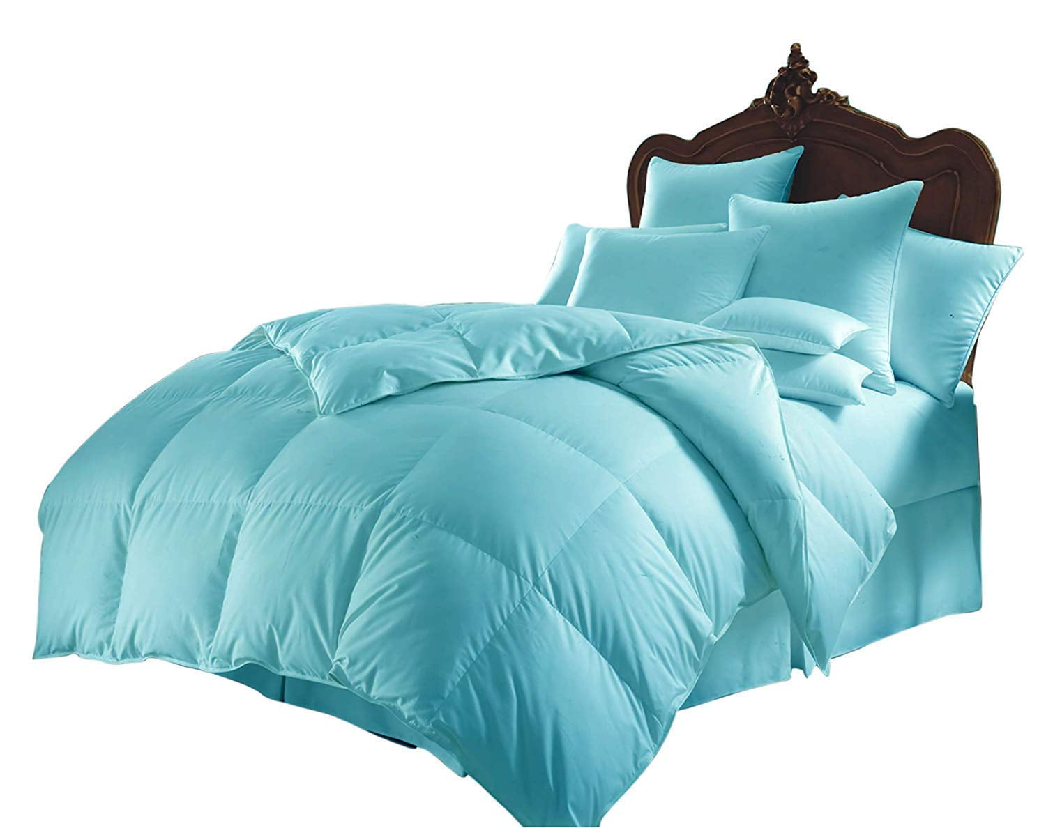 Kanak Bedding- 5pc Sheet Set with 300GSM Comforter Size-Full, 100% Cotton, 600 Thead Count, Colour Aqua Blue