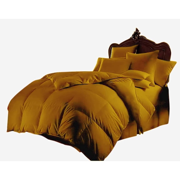 Kanak Bedding- 5pc Sheet Set with 300GSM Comforter Size-King, 100% Cotton, 600 Thead Count, Colour Gold