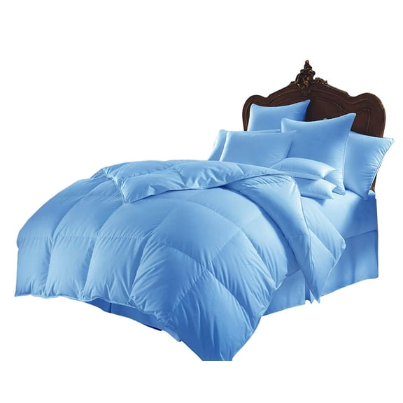 Kanak Bedding- 5pc Sheet Set with 300GSM Comforter Size-Short Queen, 100% Cotton, 600 Thead Count, Colour Sky Blue