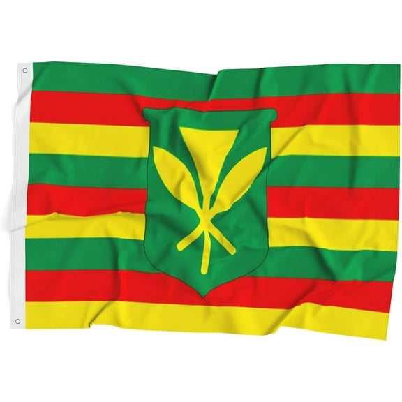 Kanaka Maoli Flag United States Banner Polyester 3x5 feet Flags Vivid Color and UV Fade Resistant Flag Outdoor Banner