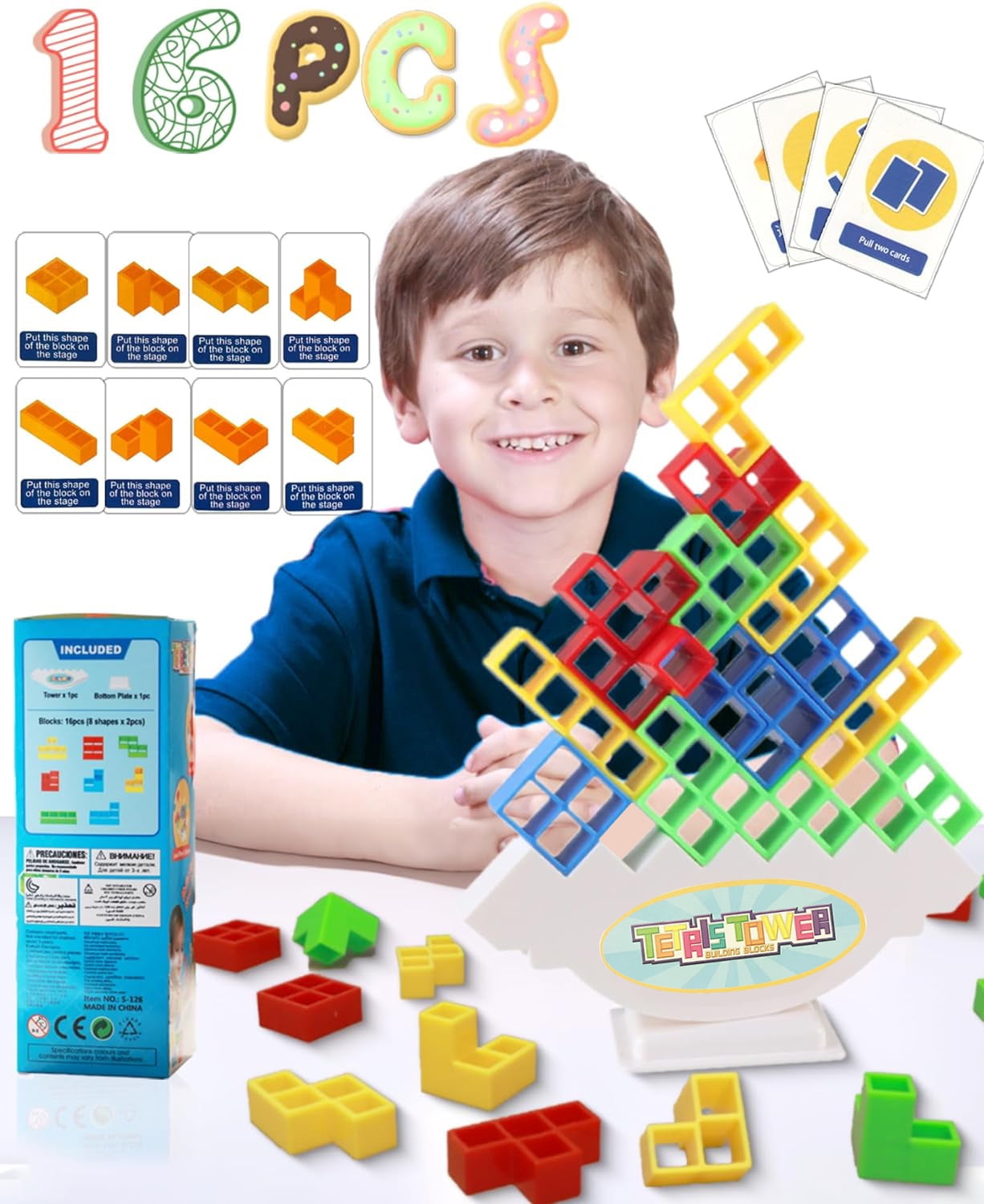 16pcs Tetra Tower Balance Stacking Blocks Game - High-Intellectual Building  Blocks For Children Desktop Game, Board Game For Family, Parties, Kids