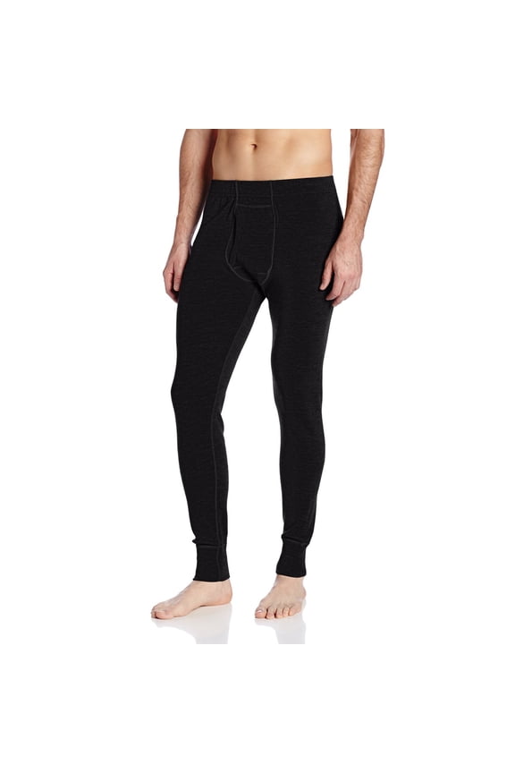 Men's Merino Wool Midweight Base Layer Pants - Thermal Bottoms - Black - 5X-Large