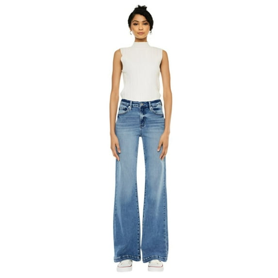 Kancan - Avonlea High-Rise Wide Flare Jeans in Buttery Soft Stretch Denim (32" Inseam) - ESSENTIAL, KC20024