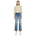 thumbnail image 1 of Kancan - Carrie Mid-Rise True Straight Leg Jeans with Distressed Knee and Cuffed Hem (29" Inseam) - Essential, KC20064M, 1 of 9