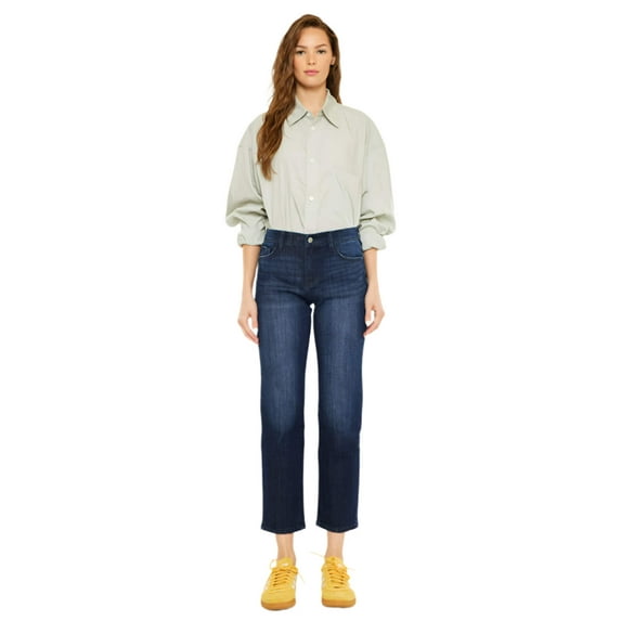 Kancan - Delvey Mid-Rise Boyfriend Jeans in Captivating Dark Wash (27" Inseam) - Essential, KC20080D