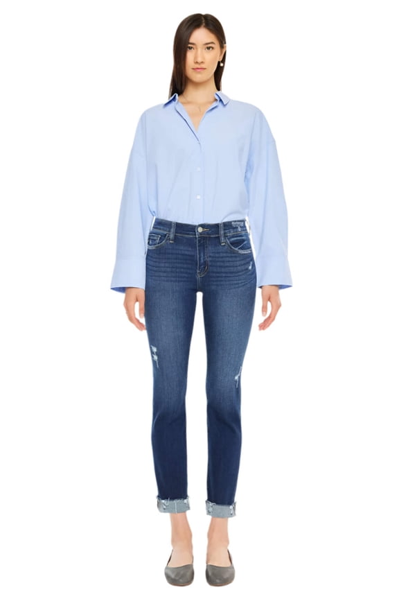 - Emely Mid-Rise Slim Straight Leg Jeans (27" Inseam) - KC20062D
