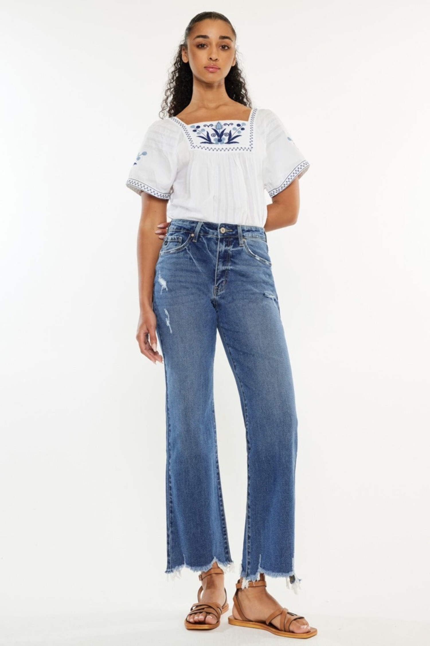 Kancan Full Size High Rise Slim Wide Leg Jeans for Women