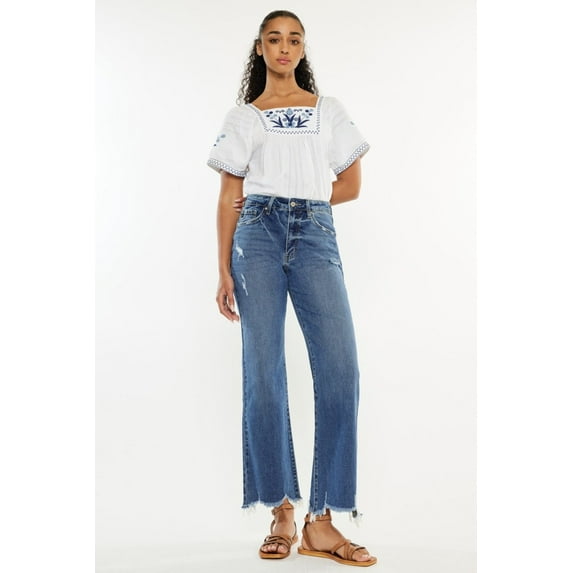 Kancan Full Size High Rise Slim Wide Leg Jeans