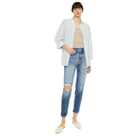 Kancan High Rise Distressed Mom Jeans