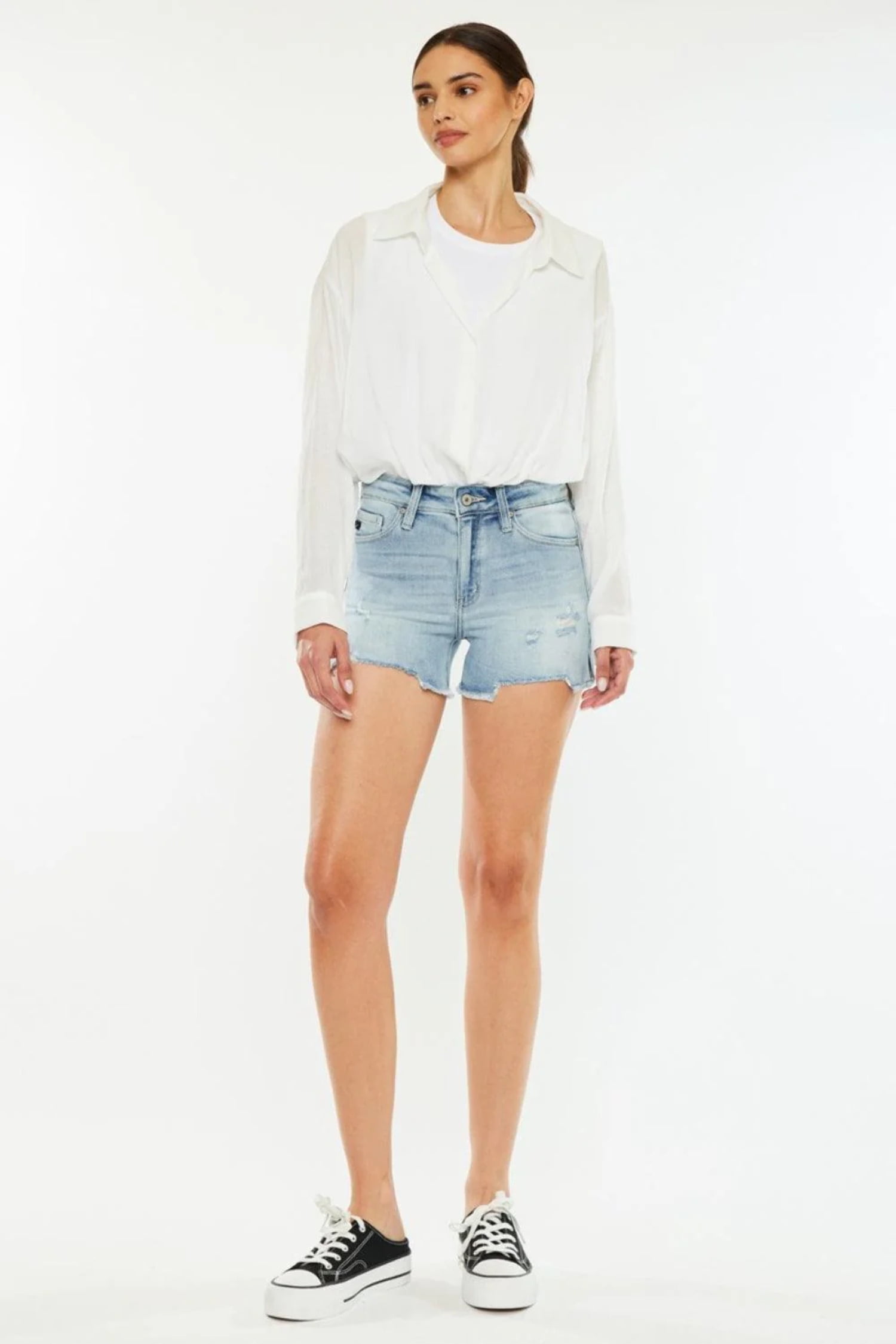 Kancan High Rise Side Slit Denim Shorts Walmart