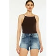 thumbnail image 1 of Kancan High Waist Raw Hem Denim Shorts, 1 of 10
