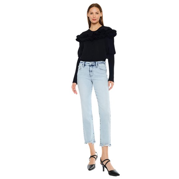 Kancan - Mid-Rise Cropped Straight Leg Jeans (27" Inseam) - KC20063M
