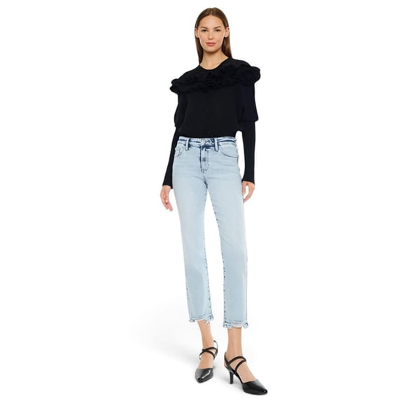 Kancan - Mid-Rise Cropped Straight Leg Jeans (27" Inseam) - KC20063M