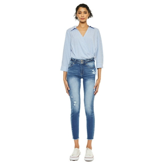 Kancan - Women's HIGH Waist Ankle Length Two Button Jeans - KC7317