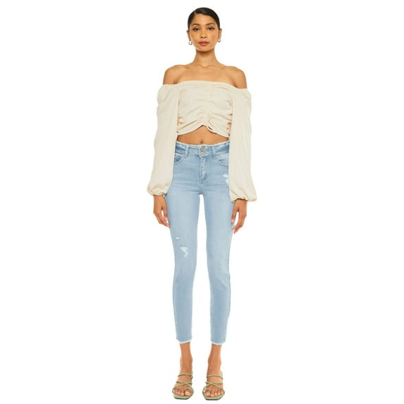 Kancan - Women's HIGH Waist Ankle Length Two Button Jeans - KC7317