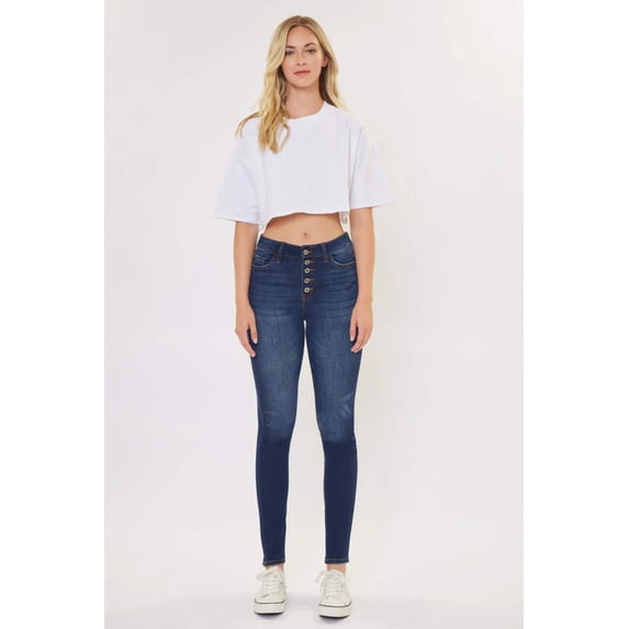 Kancan - Women's High Rise Curvy Button Fly Super Skinny Jeans - KC7114