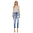 thumbnail image 1 of Kancan Women's High Rise Distressed Mom Jeans - KC9198L ST, 1 of 7