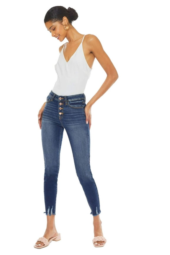 - Women's High Rise Distressed Super Skinny Jeans - kc9142d