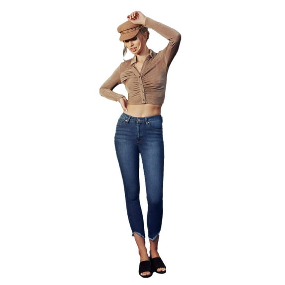 Kancan - Women's High Rise Hem Detail Skinny Jeans - KC7267