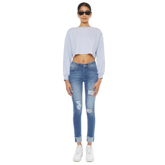 Kancan - Women's Mid Rise Ankle Length Skinny Jeans - KC7299
