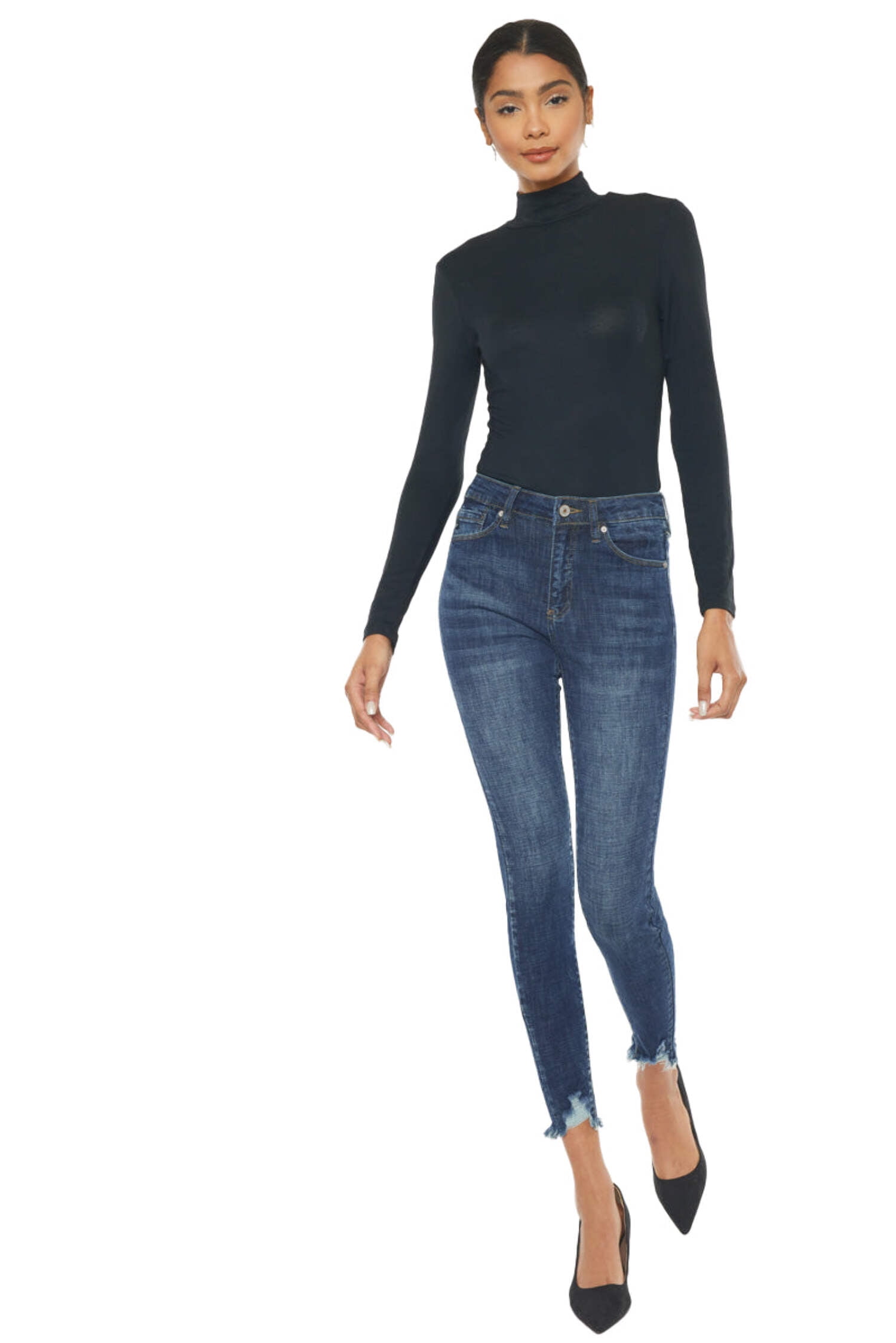 Mid Rise Distressed Ankle Skinny Jeans