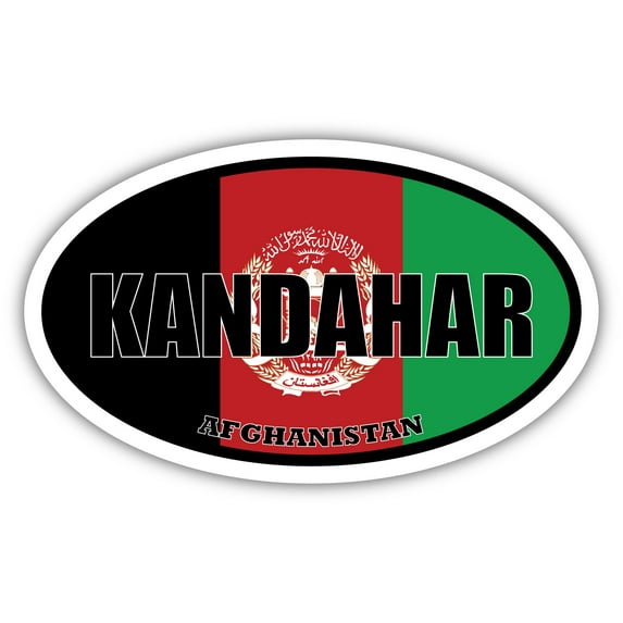 Kandahar Afghanistan Flag Oval Decal Vinyl Bumper Sticker 3x5 inches