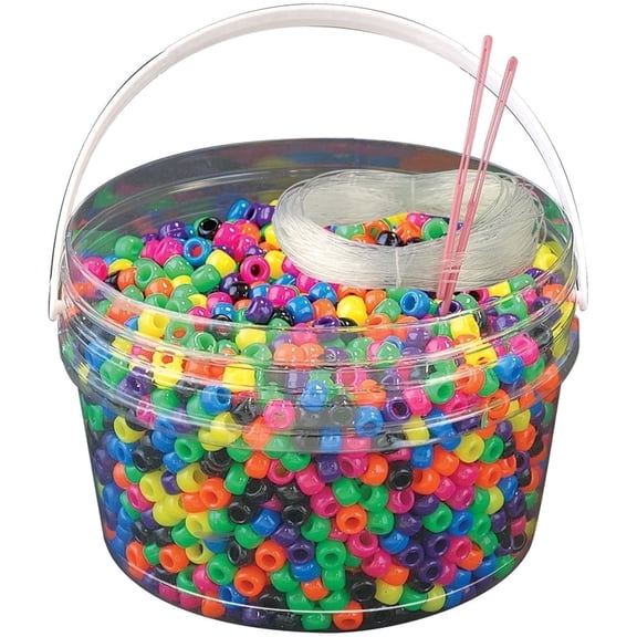 The Beadery - Kandi Kids Bucket, Hot Kandi Multi - 1.5 Lbs Beads, Cord, Needles - 6500069