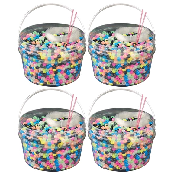 The Beadery - Kandi Kids Bucket, Glow Kandi Multi - 6 Lbs Beads, Cord, Needles in 4 Tubs - USMP6500072