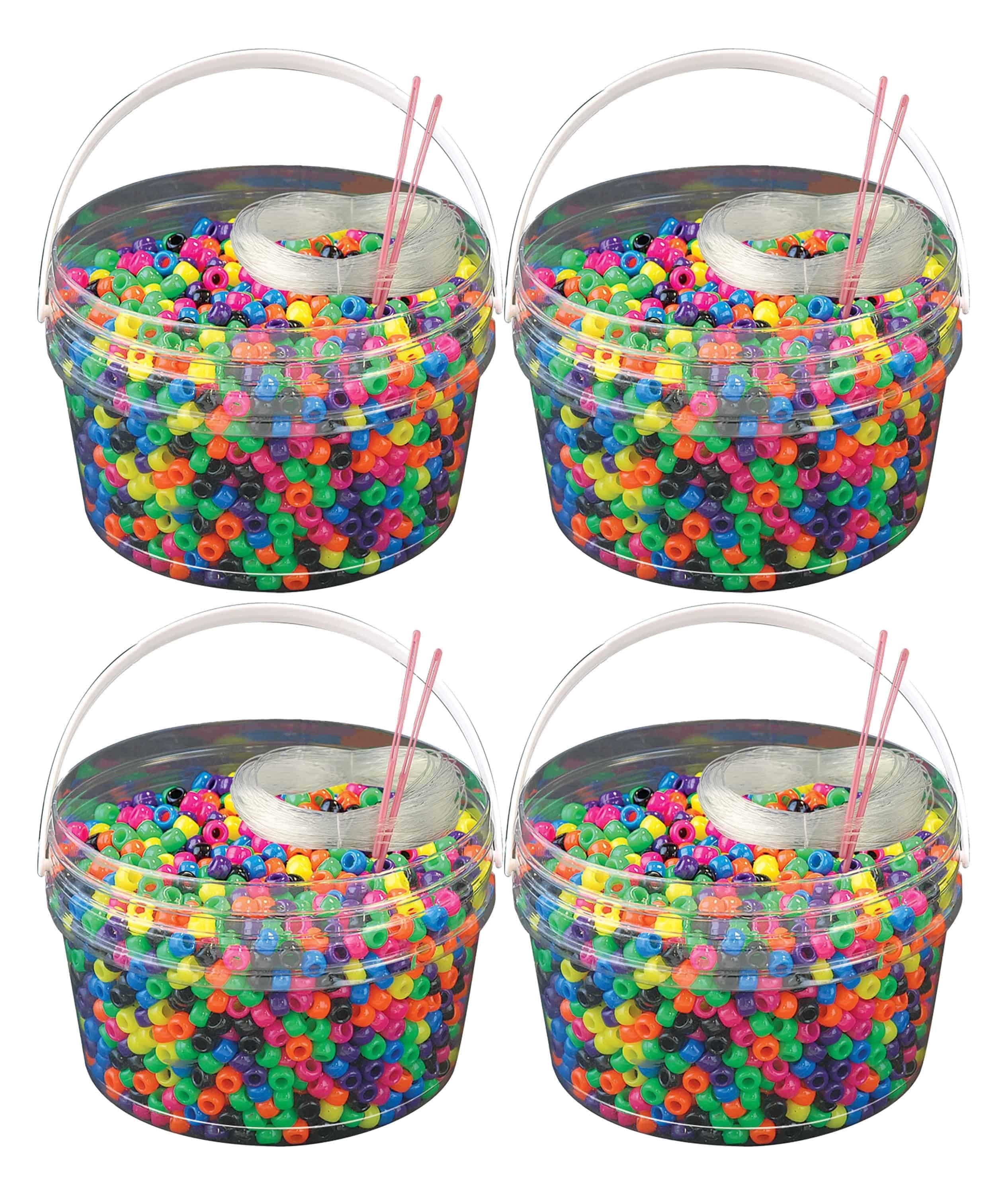 The Beadery - Kandi Kids Bucket, Hot Kandi Multi - 6 Lbs Beads, Cord, Needles in 4 Tubs - USMP6500069