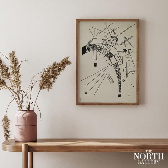 Kandinsky Abstract Geometric Line Art Print Modern Minimal Wall Poster Black And White Composition For Home Decor, Size X Unfframed UNFRAMED Poster, Wall Art for Decor, Present, 24x36