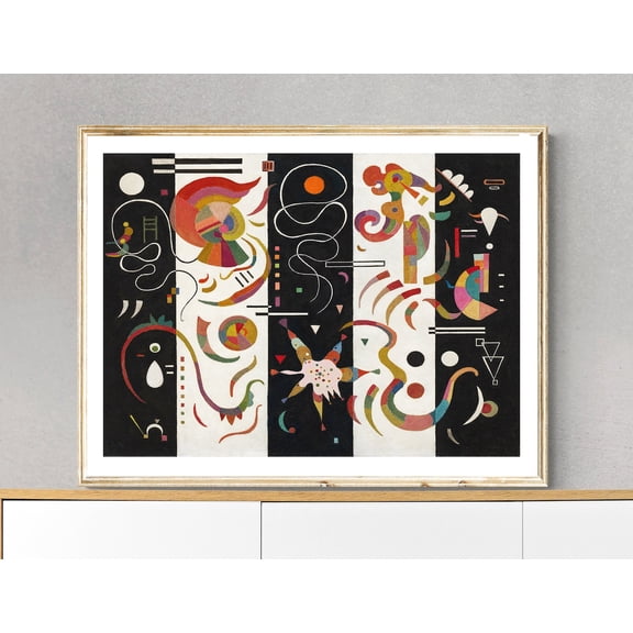 Kandinsky Striped Abstract Art Print, Expressionist Colorful Wall Decor Unframed Paper Print