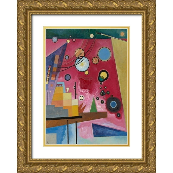 Kandinsky, Wassily 11x14 Gold Ornate Wood Framed with Double Matting Museum Art Print Titled - Schweres Rot (detail)
