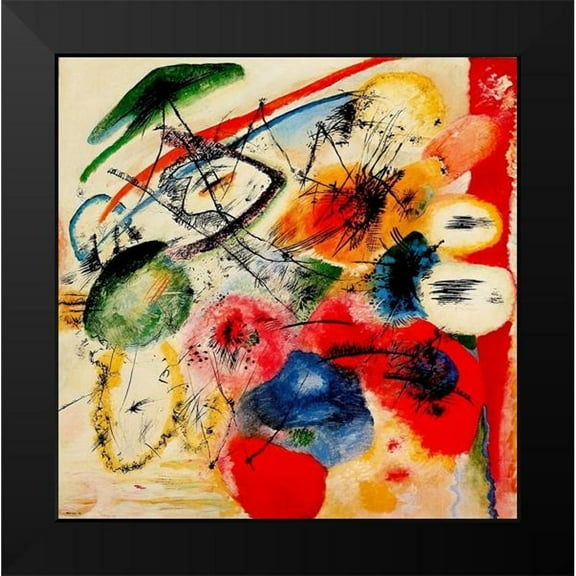 Kandinsky, Wassily 12x12 Black Modern Framed Museum Art Print Titled - Black Lines 1913