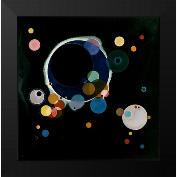 Kandinsky, Wassily 12x12 Black Modern Framed Museum Art Print Titled - Several Circles 1926
