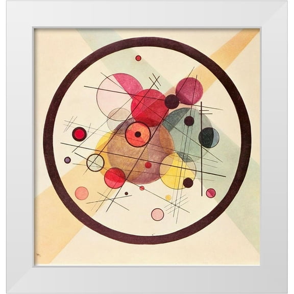 Kandinsky, Wassily 12x12 White Modern Wood Framed Museum Art Print Titled - Circles in a Circle 1923