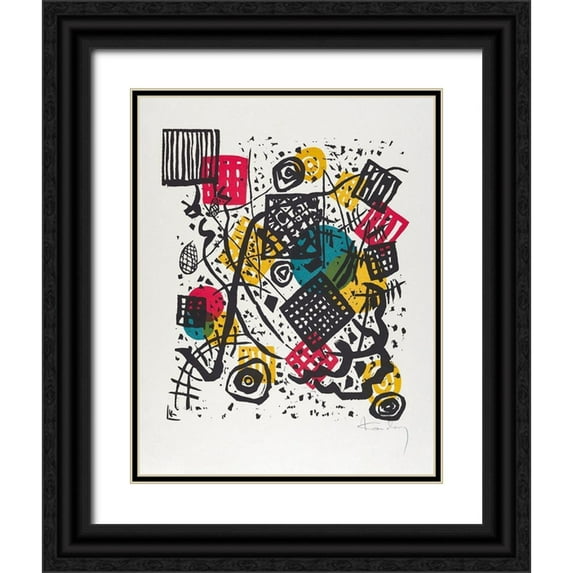 Kandinsky, Wassily 12x14 Black Ornate Wood Framed with Double Matting Museum Art Print Titled - Kleine Welten V-Small Worlds V 1922