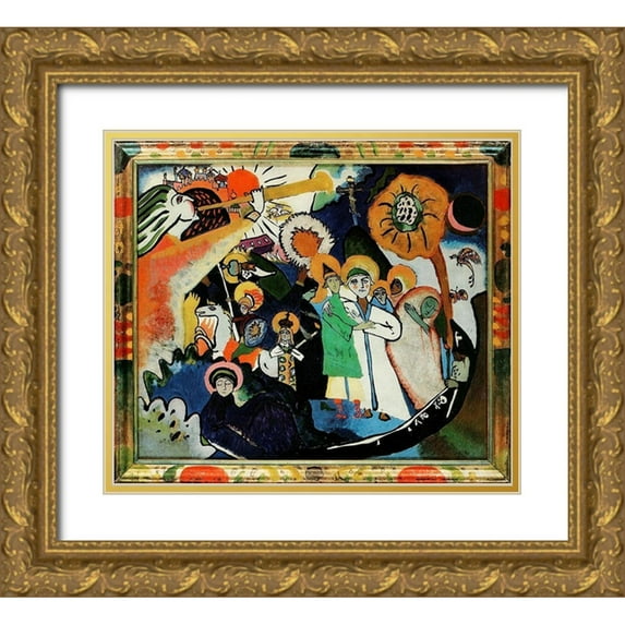 Kandinsky, Wassily 13x12 Gold Ornate Wood Framed with Double Matting Museum Art Print Titled - All Saints Day 1911