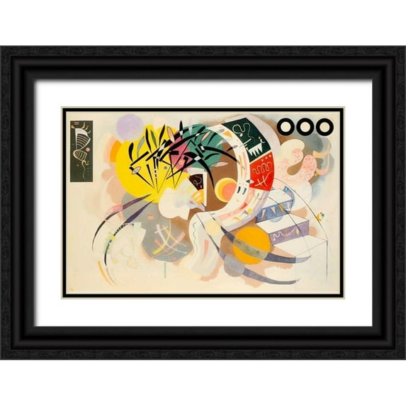 Kandinsky, Wassily 14x11 Black Ornate Wood Framed with Double Matting Museum Art Print Titled - Dominant curve 1936