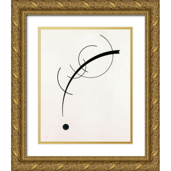 Kandinsky, Wassily 15x18 Gold Ornate Wood Framed with Double Matting Museum Art Print Titled - Free Curve to the Point-Accompanying Sound of Geometric Curves 1925