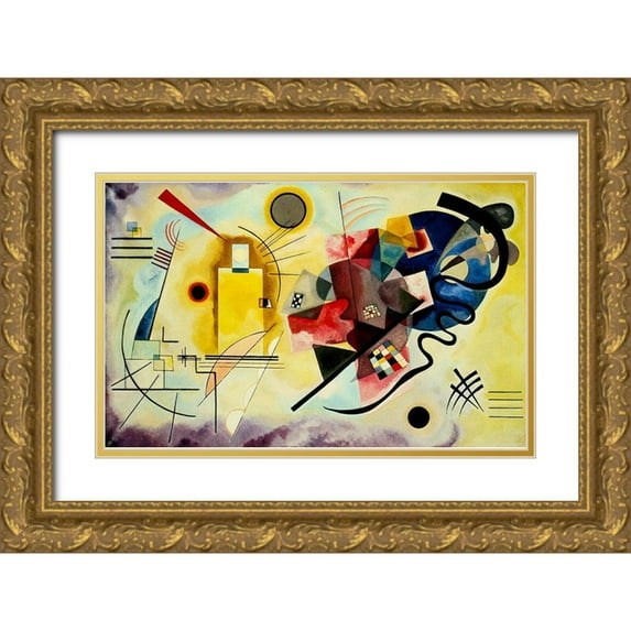 Kandinsky, Wassily 18x13 Gold Ornate Wood Framed with Double Matting Museum Art Print Titled - Yellow Red Blue 1925