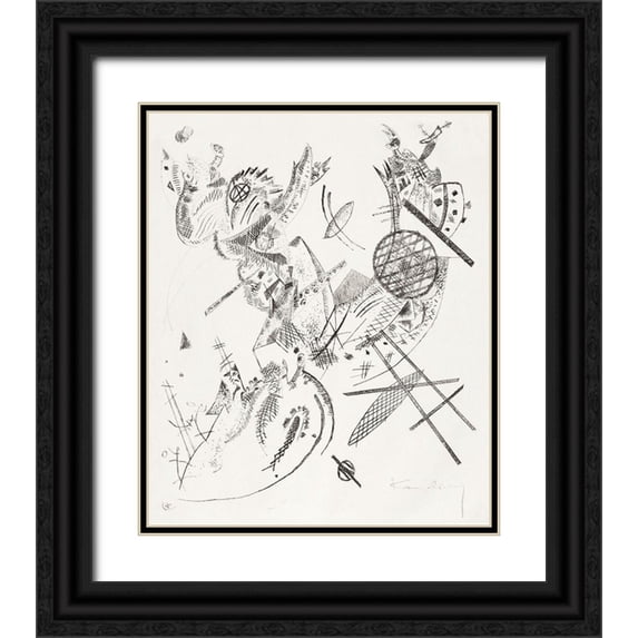 Kandinsky, Wassily 20x23 Black Ornate Wood Framed with Double Matting Museum Art Print Titled - Kleine Welten XII-Small Worlds XII 1922