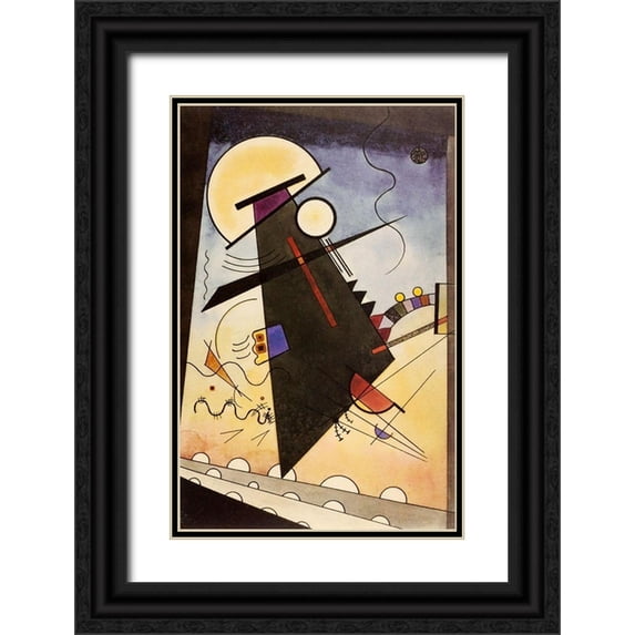 Kandinsky, Wassily 22x32 Black Ornate Wood Framed with Double Matting Museum Art Print Titled - Grey morning 1924