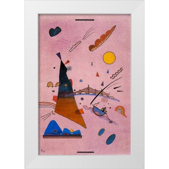 Kandinsky, Wassily 22x32 White Modern Wood Framed Museum Art Print Titled - On Violet 1924