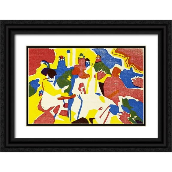 Kandinsky, Wassily 24x17 Black Ornate Wood Framed with Double Matting Museum Art Print Titled - Klange 1913