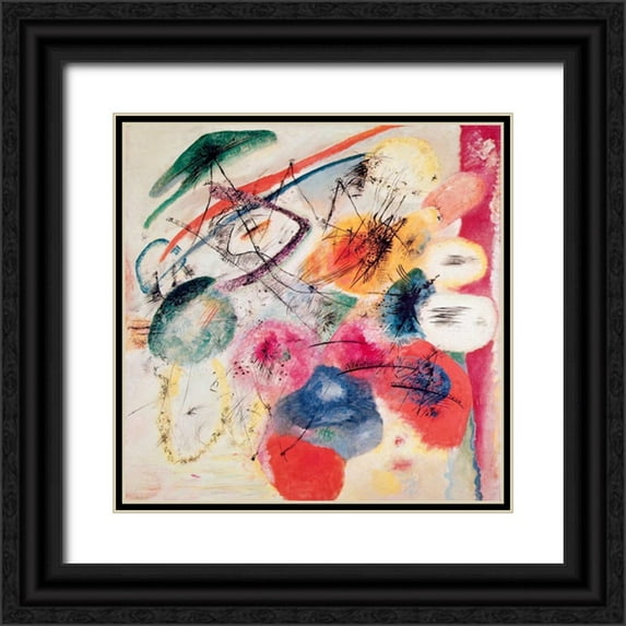 Kandinsky, Wassily 26x26 Black Ornate Wood Framed with Double Matting Museum Art Print Titled - Black Lines